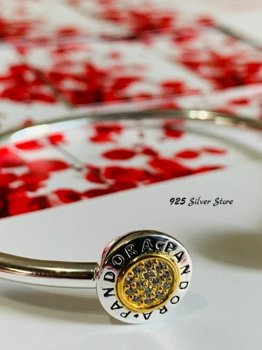Pandora Style Two-Tone Open Bangle - Picture 4 of 4